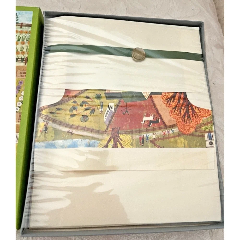 Hallmark Nostalgic Stationary Set NEW Vintage 70s Robert G. Schneeburg Folk Art